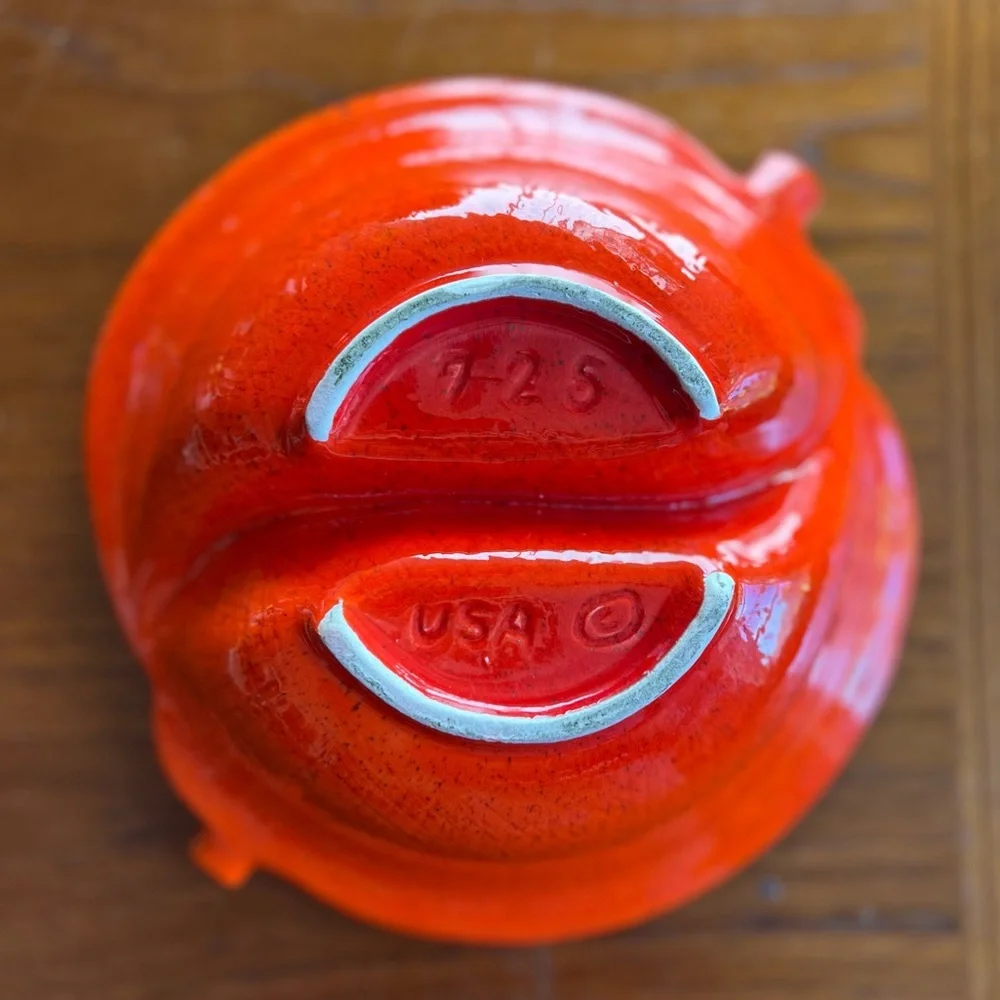 Vintage Orange Drip Glaze Divided Dish– California Pottery – Mid Century Modern